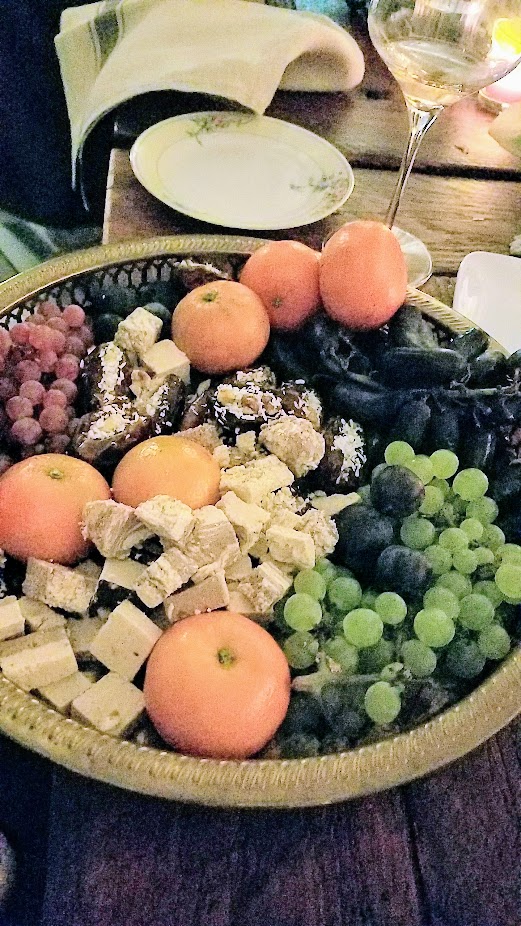 Breaking Breads Dinner Series Pop Up Shabbat, Dessert platter of fresh fruits and Halvah