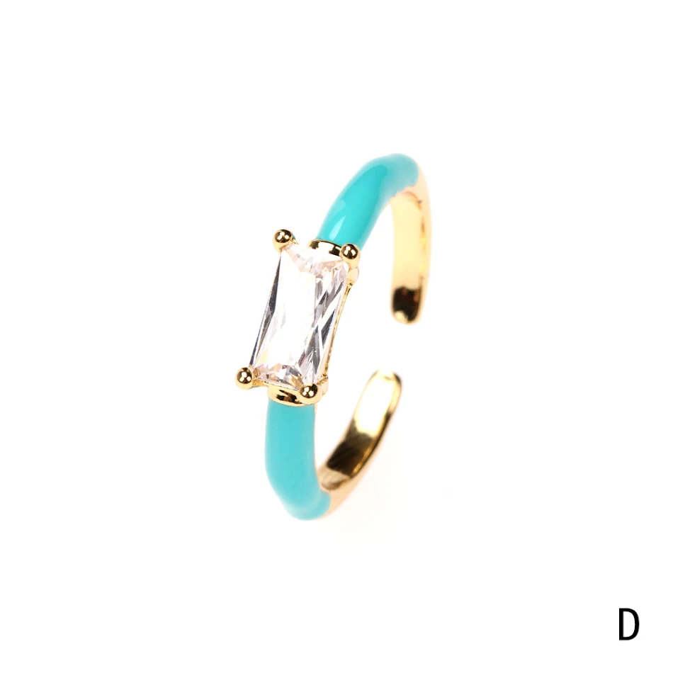 Copper-plated gold square zircon index finger ring, color retaining, personality, a stylish and enduring jewelry piece.