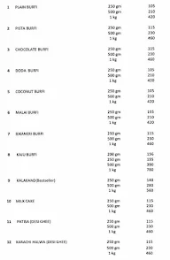 Bhagwan Sweets menu 1