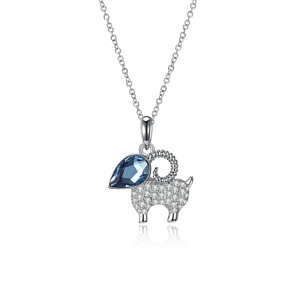 Collier Clavicule Agneau Animal Argent Sterling S925. Élégance Délicate et Durable, Parfait Cadeau Femme. Bijou Raffiné et Tendance.