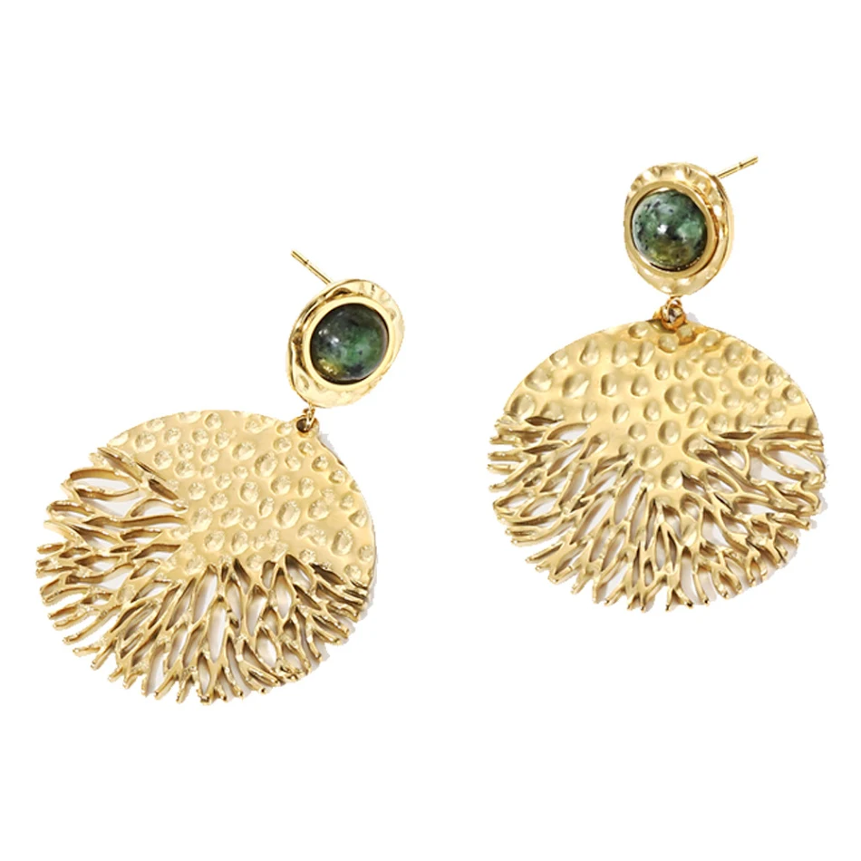 Brincos de aço titânio com pedra natural. Estilo e durabilidade para o dia a dia. Desfrute de elegância e conforto hipoalergênico.