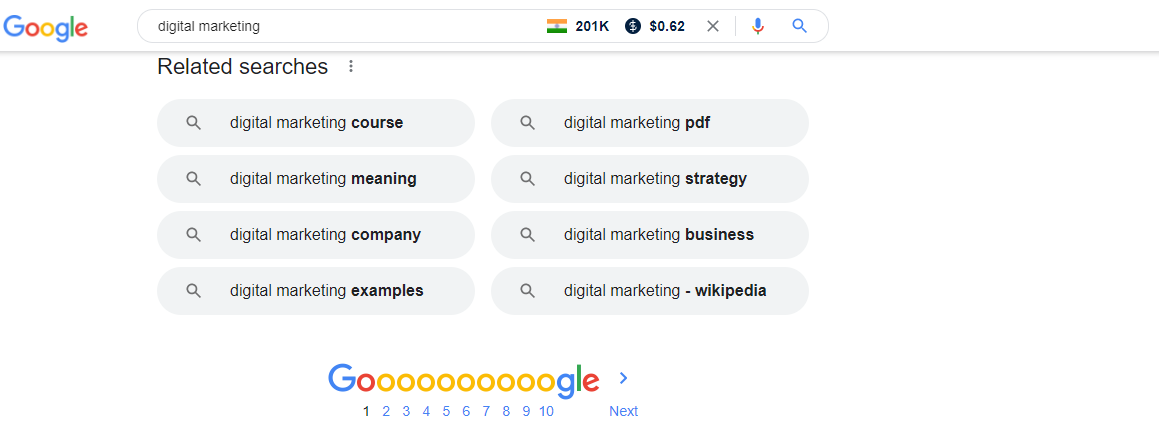 Google's Related Searches for keyword ideas