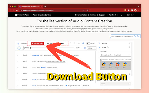 Экспортер Microsoft Audio-Content-Creation TTS