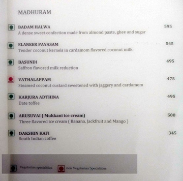 Dakshin - Crowne Plaza menu 