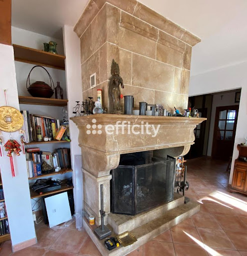 stone fireplace with shelves - Luxury house for sale in Ouistreham, 7 rooms, 4 bedrooms