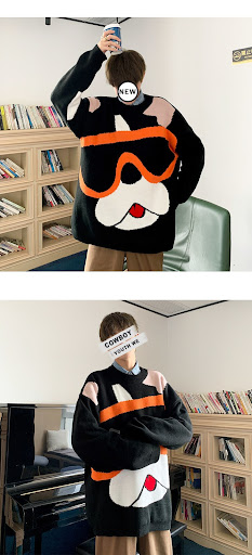 Title 3, Cartoon print crew neck sweater. Comfortable an...