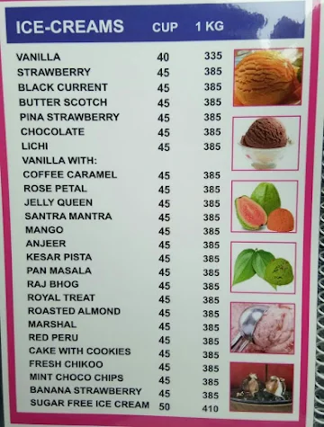 Paramount Ice Cream menu 