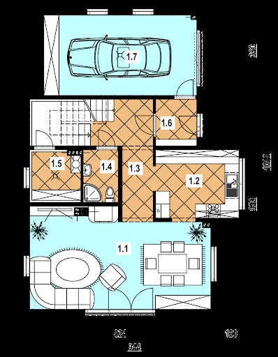 A-129 szkielet drewniany - Rzut parteru