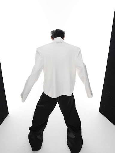 Title 2, Suit Jacket Half Turtleneck Padded Shoulder. Ac...