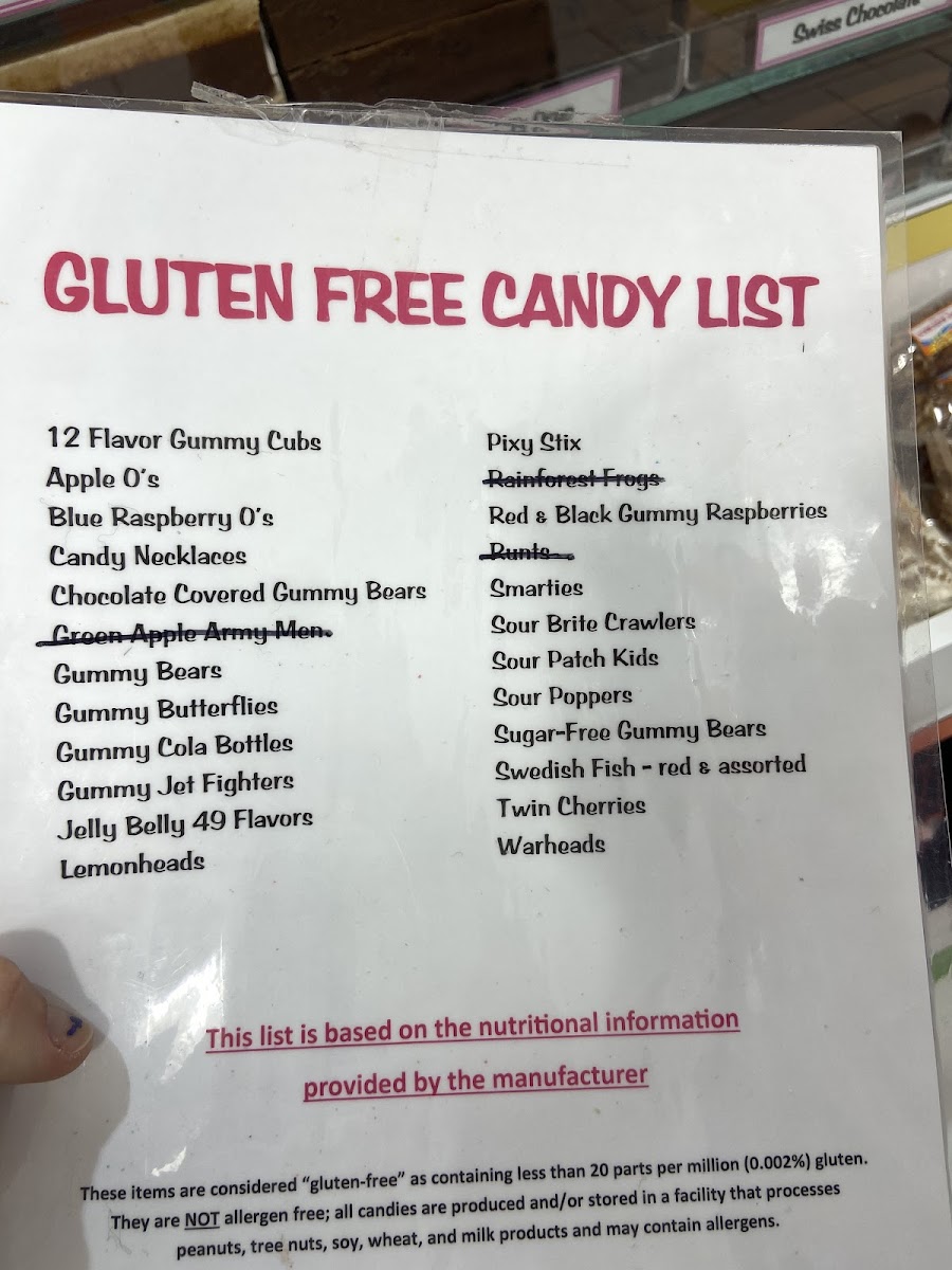 Candy Kitchen gluten-free menu