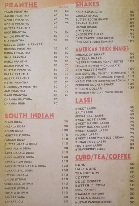 Delhi Special Paranthe Wali Gali menu 