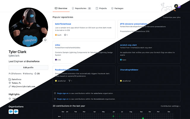 Github Auto Dark Mode chrome extension