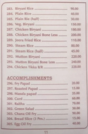 Laxmi Refreshment & Bar menu 