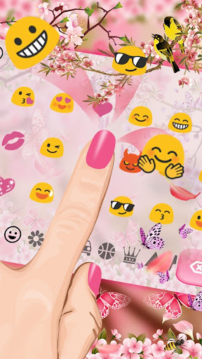 Cute Pink Summer Flowers Keyboard