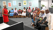 A group of senior citizens who worked at George Mukhari Hospital in the past are being addressed by Consumer Line journalist Thuli Zungu at Sowetan offices in Parktown, Johannesburg. / ANTONIO MUCHAVE