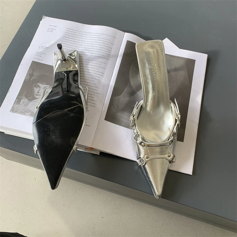 Title 19, Spitze Stiletto-Zehenkappe, Halbslipper mit Gür...