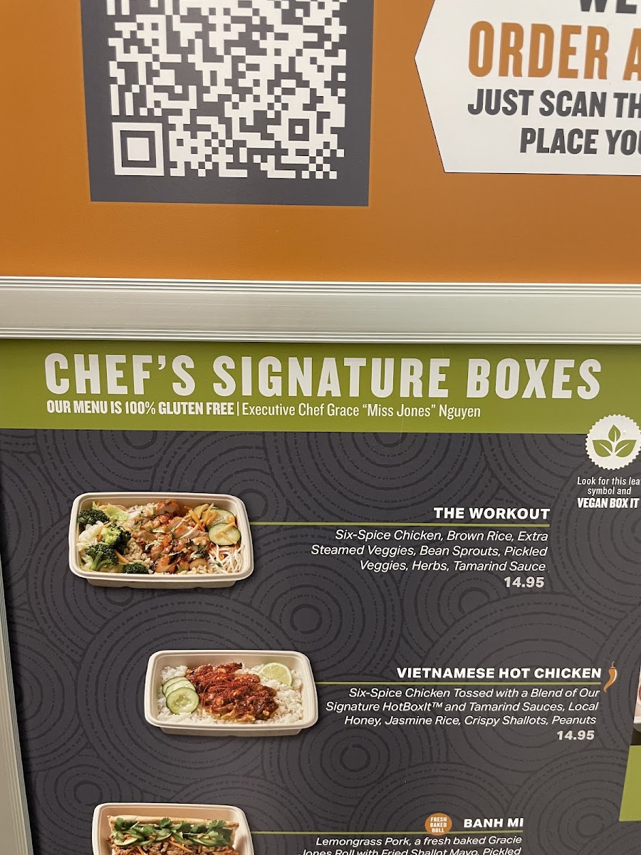 Asian Box gluten-free menu