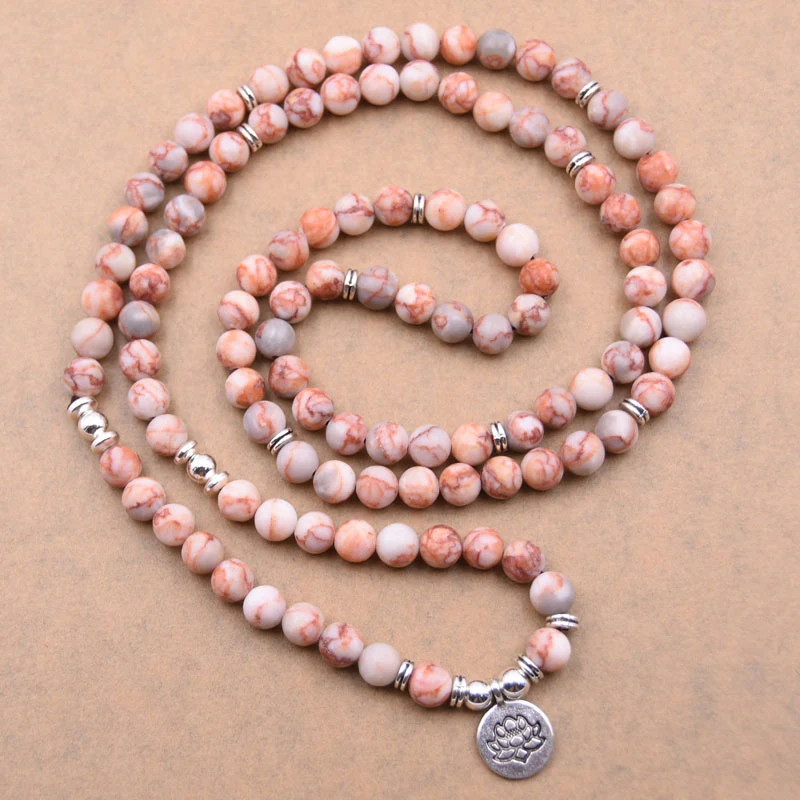 Silver Lotus Pendant Bouddha Beads Religion Yoga Bracelet
