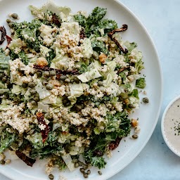 Vegan Caesar Salad with Chickpea Crunch