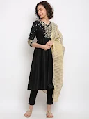 Black Embroidered Kurta Set