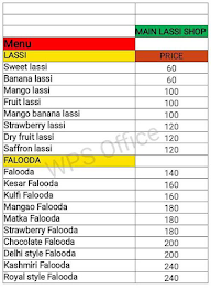 Romeo Lassi Shop menu 2