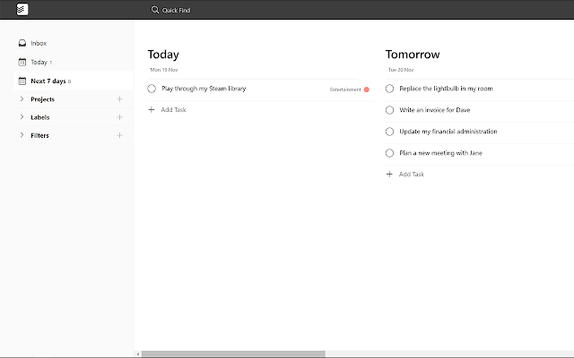 Todoist Horizontal View