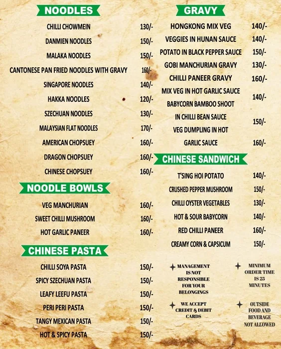 Food Springs menu 
