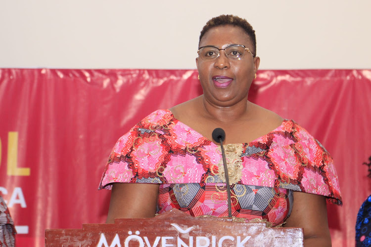 Public Service, Gender and Affirmative action Cabinet Secretary Aisha Jumwa speaking during the 20th anniversary of the Maputo protocol on the women rights of women iat Movenpick hotel in Nairobi on July 10, 2023