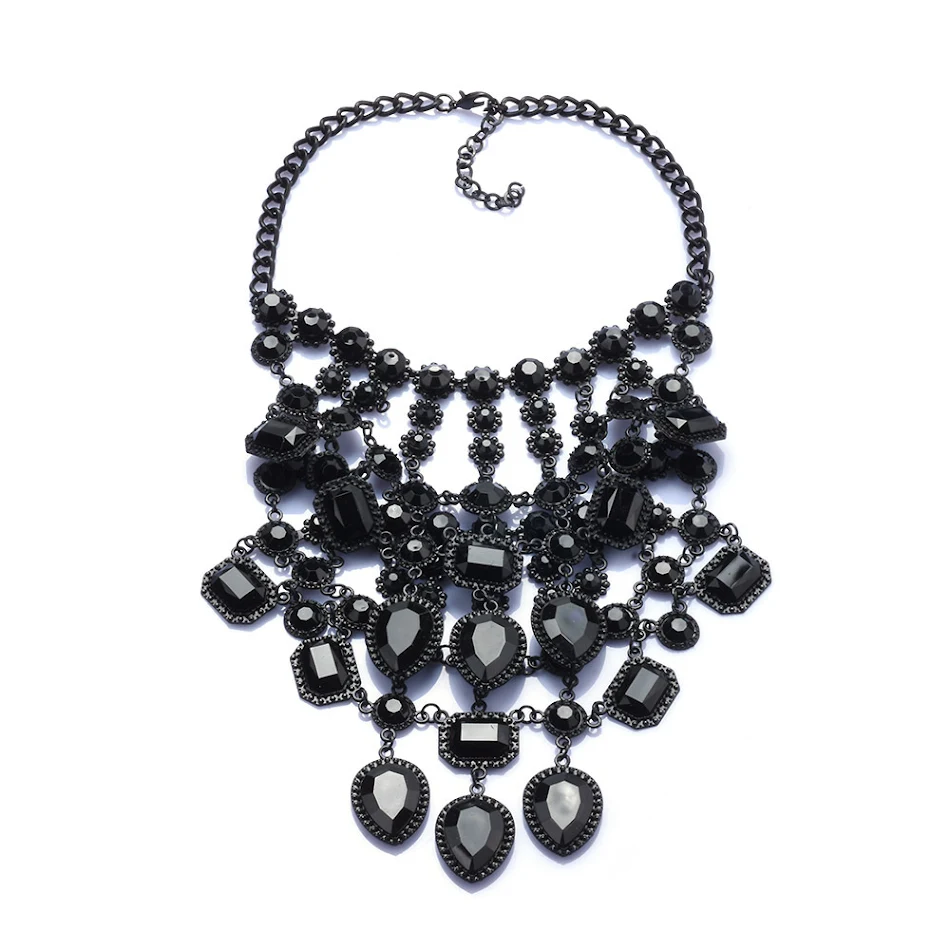 Creatieve Overdreven Retro Multi-layer Stijl Alloy Inlay Jewel Ketting, Unieke Look, Perfect cadeau voor een verfijnde uitstraling en stijlvol