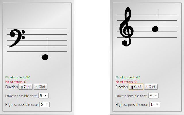 Noppi - note practice program for instruments chrome extension