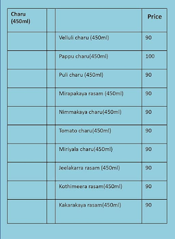 Andhra Deli menu 