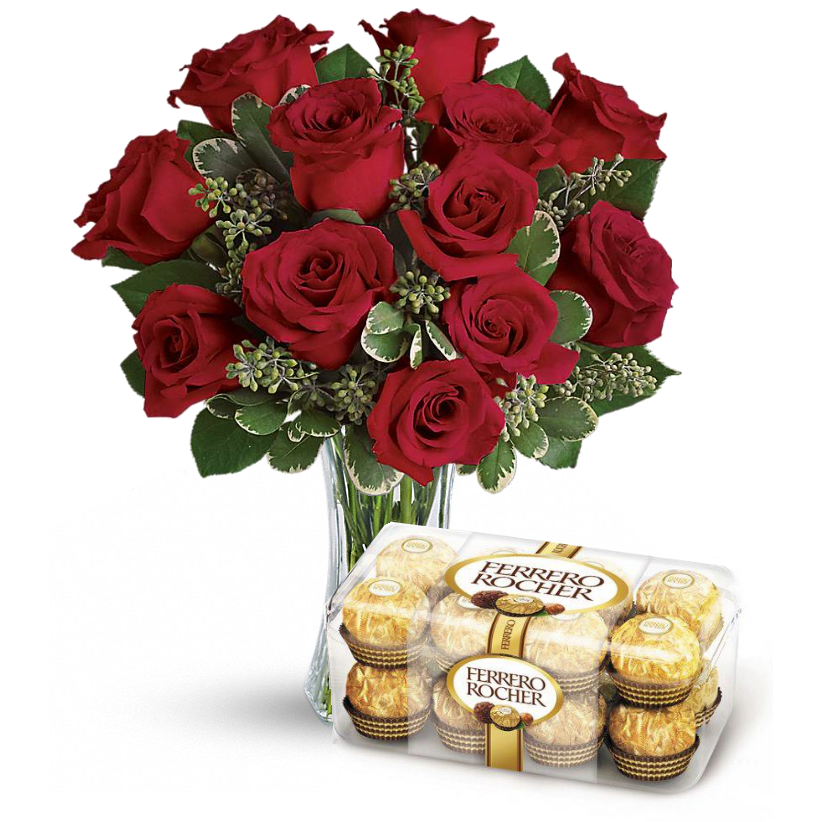 Slatke ruže - Devet ruža u kombinaciji sa ekskluzivnim slatkišem