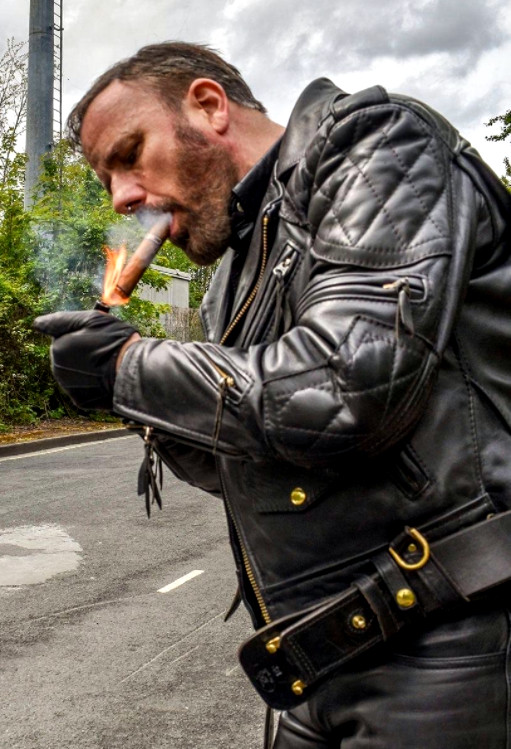 Cigar Smoking Biker Leather Porn - Cigar Smoking Leather Biker Jacket Men * Smokepimp