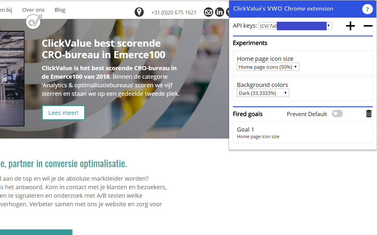 ClickValue's VWO Chrome extension Preview image 1