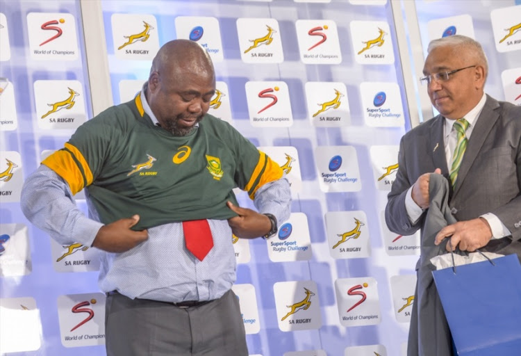 Sports Minister Thembelani Nxesi and SARU president Mark Alexander.