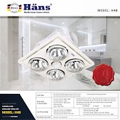 Đèn Sưởi Âm Trần Hans 4 Bóng H4B, Dùng Hộp Công Tắc - Bảo Hành 12 Tháng Toàn Bộ Đèn