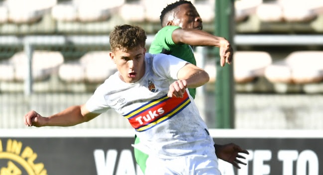 Keegan Allan of University of Pretoria during the PSL Promotion Playoff against Cape Town All Stars at Athlone Stadium in Cape Town.