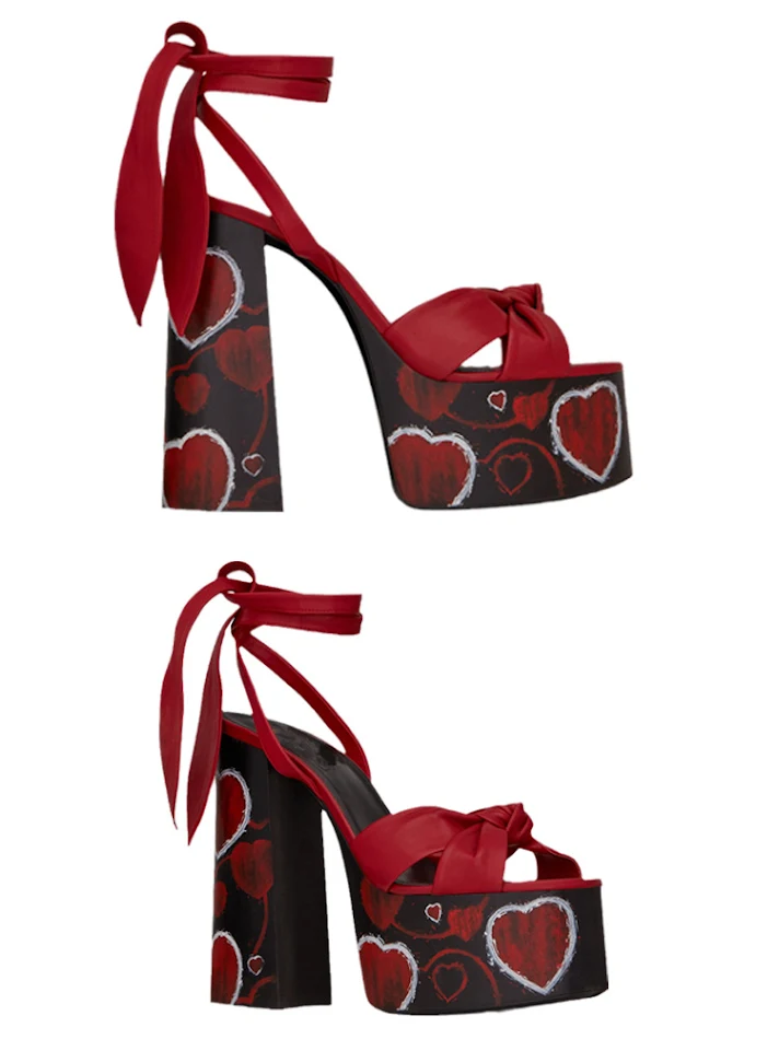 Sandales d'été à plateforme peep toe, talon épais, nœud et lacets. Escarpins super hauts pour un look estival tendance et un confort optimal.
