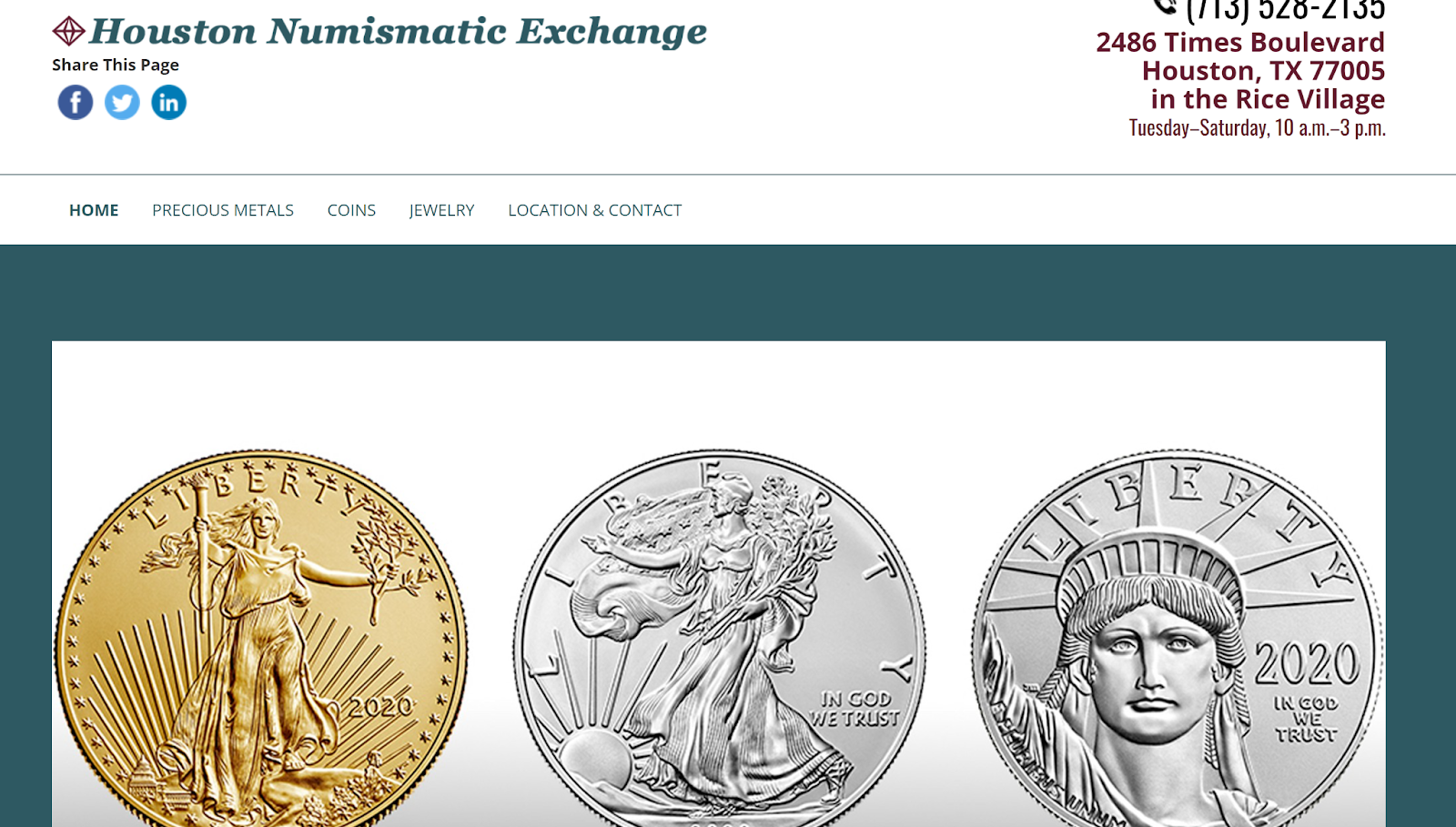 Houston Numismatic Exchange website 