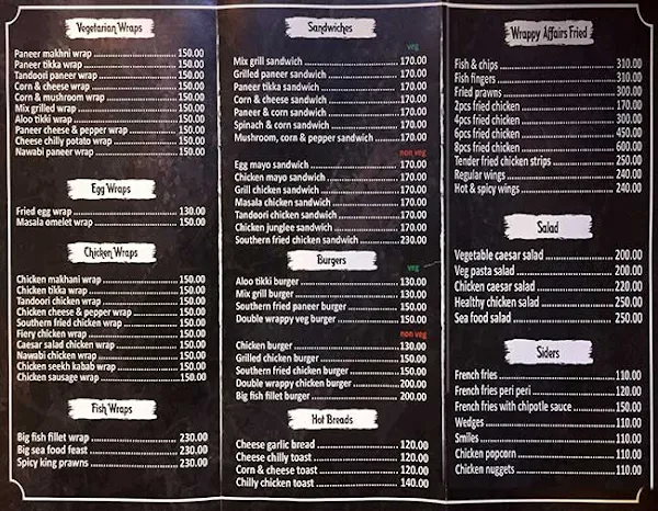 Wrappy Affairs menu 