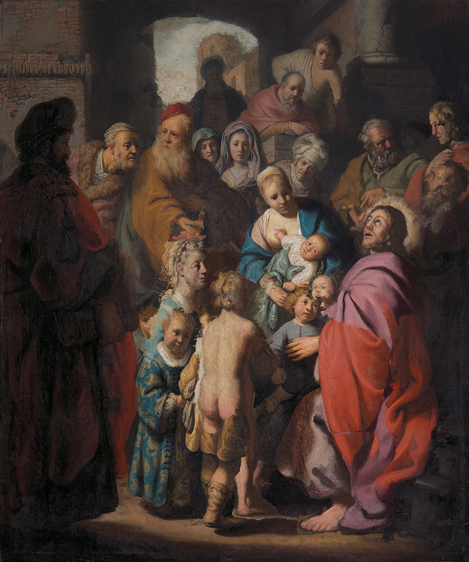 REMBRANDT HARMENSZ VAN RIJN (1606 – 1669), ‘LAAT DE KINDEREN TOT MIJ KOMEN’, MARCUS 10:13-16, C. 1627-8, OLIEVERF OP DOEK 103,5 BIJ 86 CM.