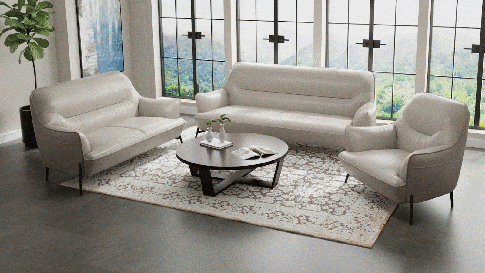sofa set from multiple angles