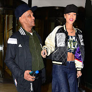 Lionel Braithwaite and Rihanna outside Roc Nation studios in New York