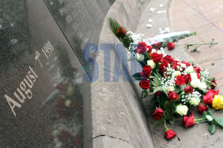 August 7, 1998 is seen on a plague with names of those who died at the US Embassy bomb blast, during the 23rd anniversary at the bombing memorial site in Nairobi on August 7, 2021/ANDREW KASUKU