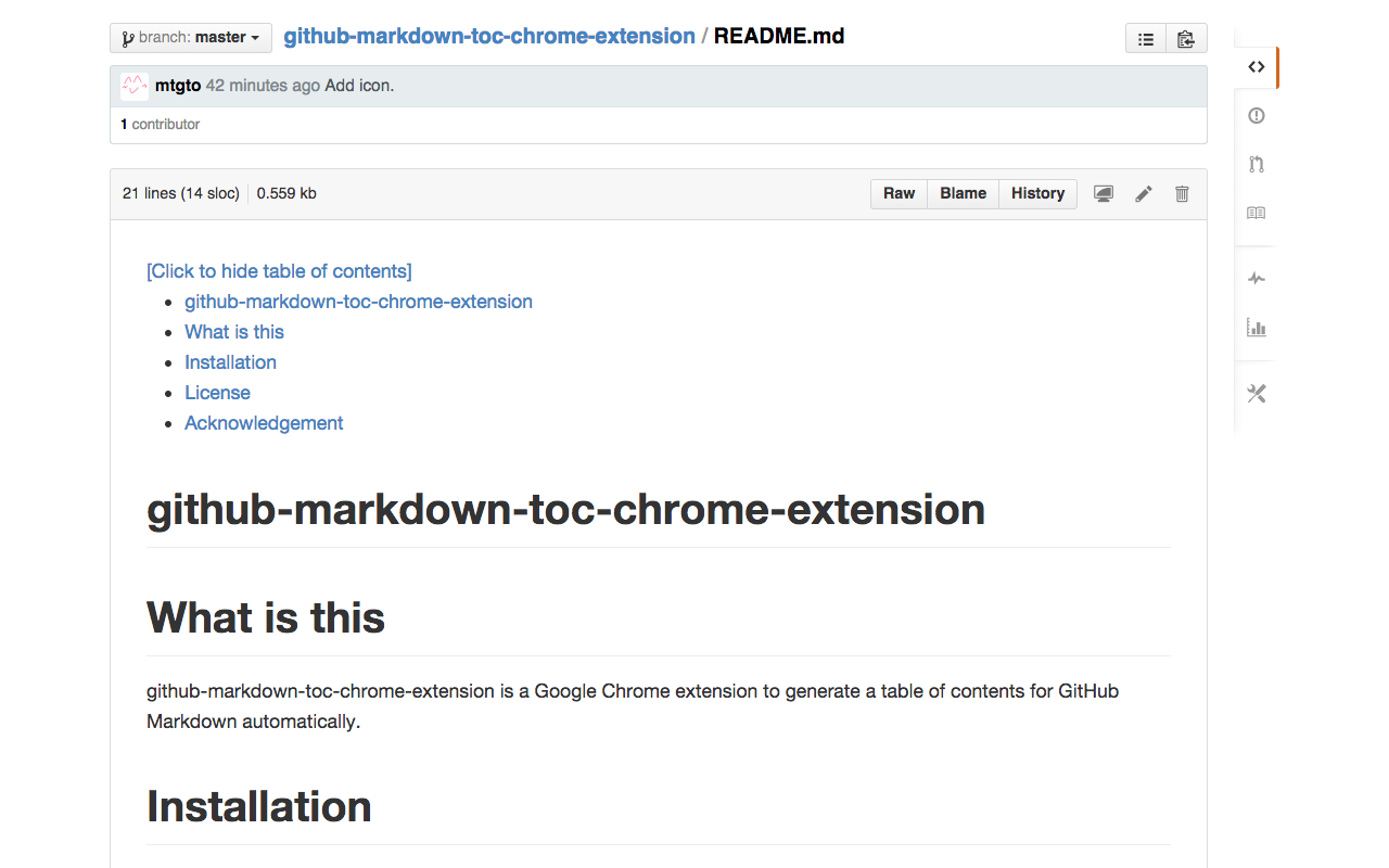 GitHub markdown ToC Preview image 0