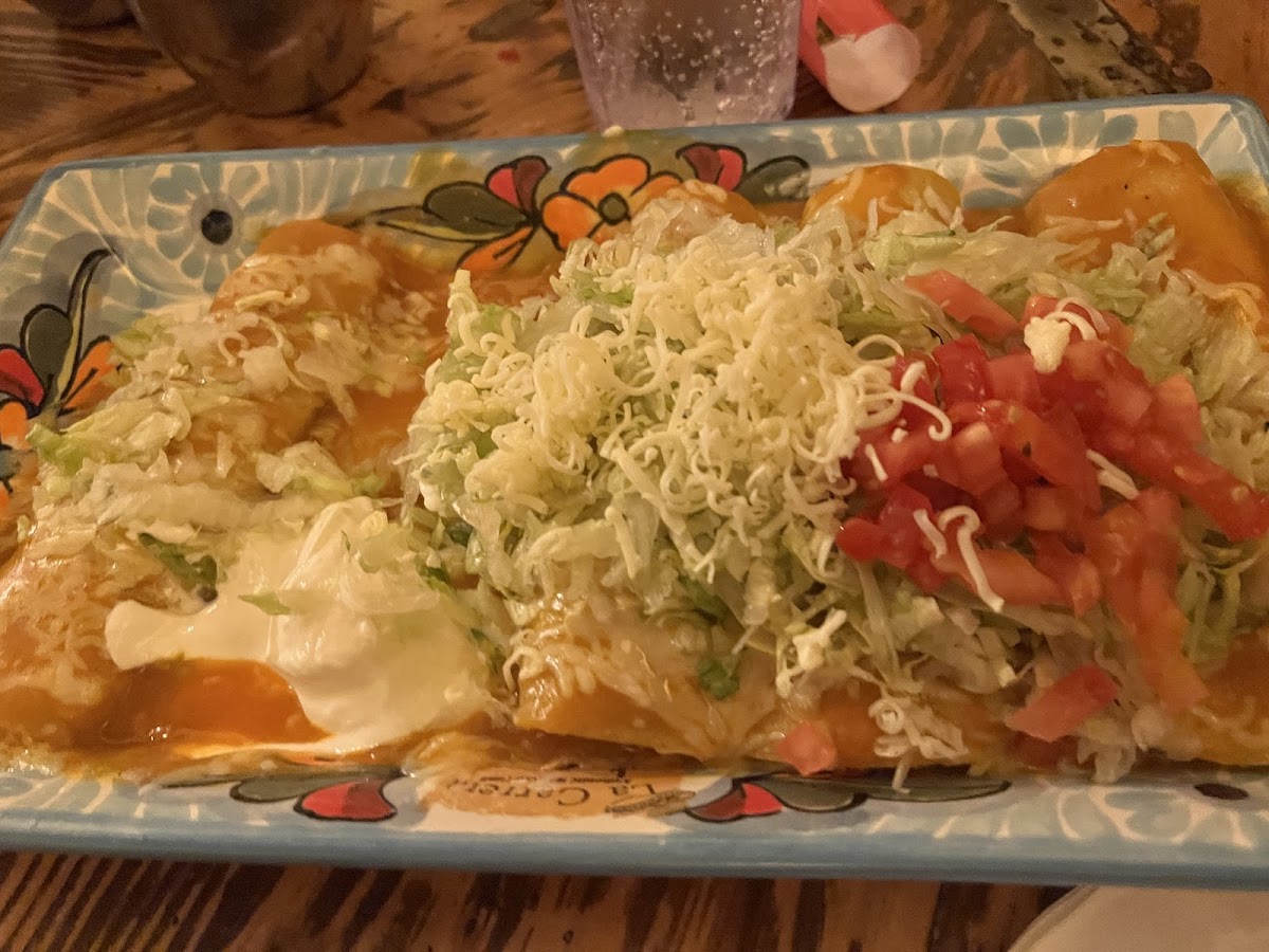 Enchiladas- thry were corn tortillas