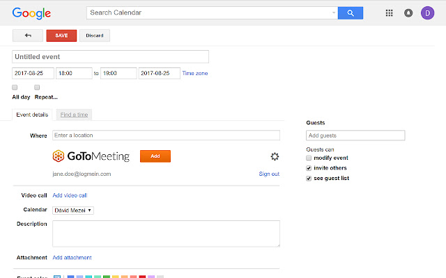 GoToMeeting for Google Calendar chrome extension