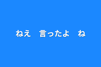 ねえ　言ったよ　ね