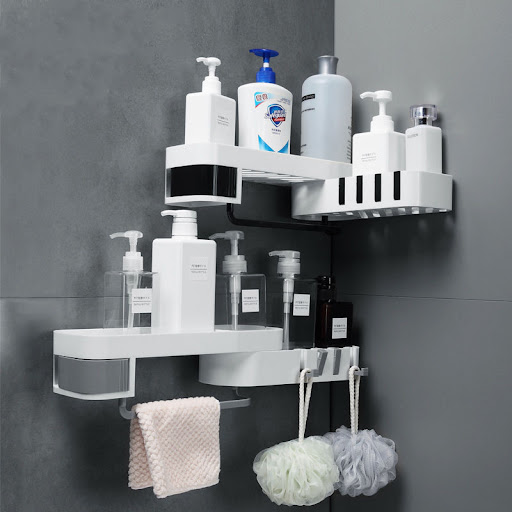 Title 4, Bathroom corner shelf with 3 tiers. Maximize sp...