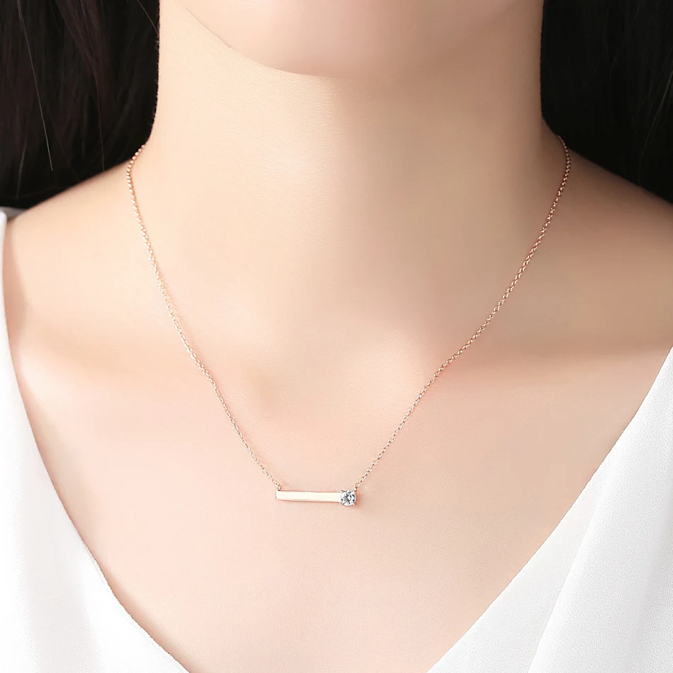 Collier en argent sterling 3A avec zircon, chaîne de clavicule simple, accessoire de mode féminin et intemporel, parfait pour un look élégant.